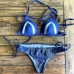 New PINK Victoria's Secret Blue and silver Bikini set
